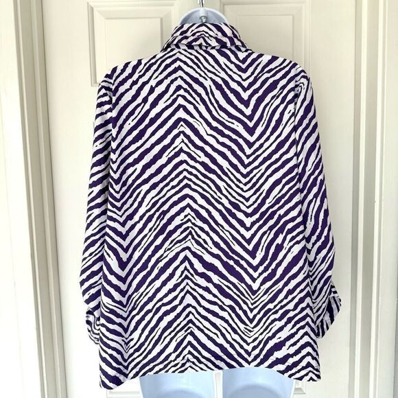 Chicos Zenergy Women’s Neema Jacket Purple Jasper Zhara Zebra Print - Picture 8 of 11
